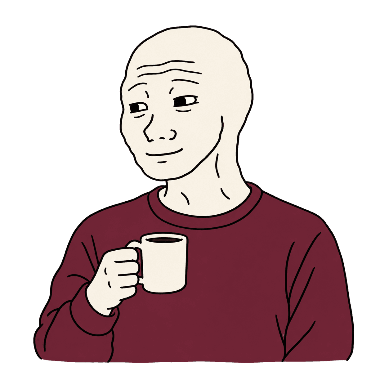 Wojak holding his coffee
